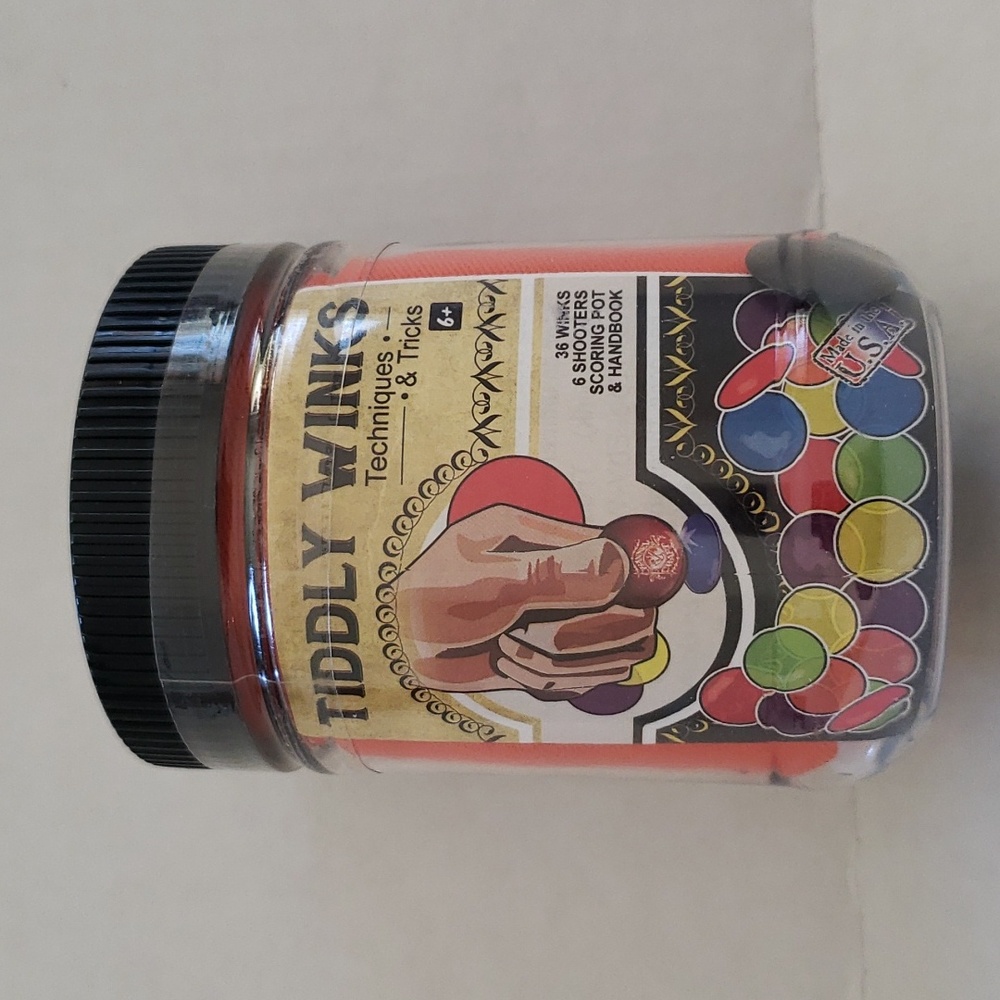 🥳3/20🥳  Channel Craft Tiddly Winks Game in a Jar- Orange Pouch -Factory Sealed